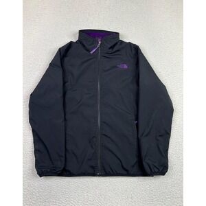 The North Face Jacket Girls XL 18 Black Purple Fleece Lined Full Zip Outdoor